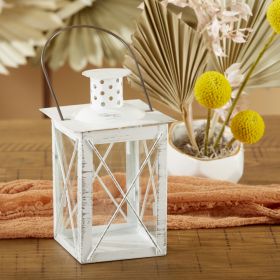 LUMINOUS WHITE LANTERN TEA LIGHT HOLDER - MEDIUM