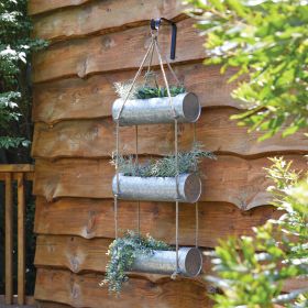 Three-Tier Galvanized Hanging Planter with Hook