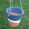 Color Blocked Hanging Terra Cotta Pot - Navy