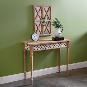 Lattice and Wood Sofa Table