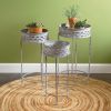 Set of Three Olive Bucket Plant Stands