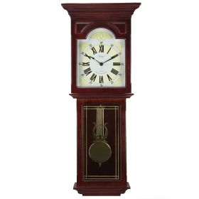 Bedford Clock Collection Redwood 23 Inch Redwood Oak Finish Wall Clock