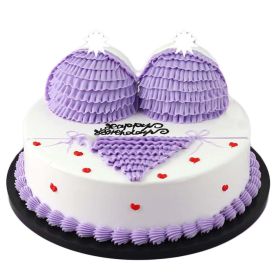 Artificial Cake Adult Erotic Bra Underwear Birthday Cake Replica Prop Party Decoration; Purple; 10 inches