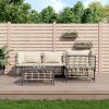 5 Piece Patio Lounge Set with Cushions Anthracite Poly Rattan