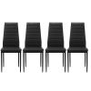 5 Pieces Dining Table Set for 4; Kitchen Room Tempered Glass Dining Table ; 4 Faux Leather Chairs ; Black