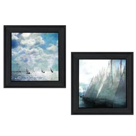 "Sailboat Marina" 2-Piece Vignette by Bluebird Barn, Black Frame