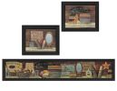 "Country Bath I Collection" 3-Piece Vignette By Pam Britton, Printed Wall Art, Ready To Hang Framed Poster, Black Frame