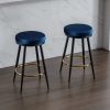 counter swing stool velvet Blue color,barstools Set of 2