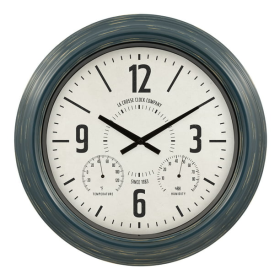 La Crosse Clock 18.40" Hamilton Indoor/Outdoor Blue Analog Quartz Analog Metal Clock, 433-3838