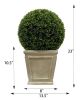 23" Ball Topiary in Square Pot, Artificial Faux Plant for indoor and outdoor