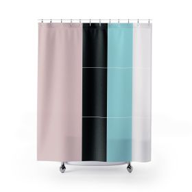 Decorative Fabric Shower Curtain - Waterproof, Pastel Colorblock Pink/black/blue