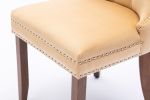 Upholstered Button Tufted Back Pink Velvet Dining Chair with Nailhead Trim and Solid Wood Legs 2 Sets