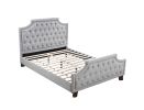 Grey Polyfiber American Traditional 1pcs Full Size Bed Only Button Tufted Headboard Footboard Bedroom Furniture