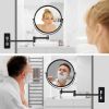 8-inch Wall Mounted Makeup Vanity Mirror, 1X / 10X Magnification Mirror, 360° Swivel with Extension Arm (Black&Chrome)