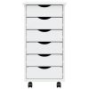 Rolling Cabinet with Drawers MOSS White Solid Wood Pine