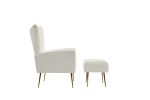 Modern Accent Chair with Ottoman, Comfy Armchair for Living Room, Bedroom, Apartment, Office (White)