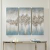 Blue Luminous Heavily Embellished 3-piece Canvas Wall Art Set