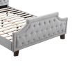 Grey Polyfiber American Traditional 1pcs Queen Size Bed Only Button Tufted Headbaord Footboard Bedroom Furniture