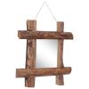 Log Mirror Natural 19.7"x19.7" Solid Reclaimed Wood