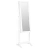 Mirror Jewellery Cabinet with LED Lights Free Standing White