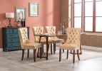 Upholstered Button Tufted Back Pink Velvet Dining Chair with Nailhead Trim and Solid Wood Legs 2 Sets