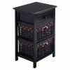 Concise Design Multifunctional 3 Tiers Wooden Storage Nightstand