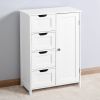 White Bathroom Storage Cabinet, Floor Cabinet with Adjustable Shelf and Drawers