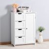 White Bathroom Storage Cabinet, Floor Cabinet with Adjustable Shelf and Drawers