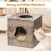 Rattan Cat Litter; Cat Bed with Rattan Ball and Cushion; Grey