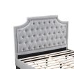 Grey Polyfiber American Traditional 1pcs Full Size Bed Only Button Tufted Headboard Footboard Bedroom Furniture