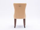 Upholstered Button Tufted Back Pink Velvet Dining Chair with Nailhead Trim and Solid Wood Legs 2 Sets