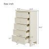 Milky White Rubber Wooden Chest Five Large Drawers Silver Metal Handles for Living Room Guest Room Bedroom