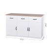 White Buffet Cabinet with Storage;  Kitchen Sideboard with 3 Doors and 3 Drawers;  Coffee Bar Cabinet;  Storage Cabinet Console Table for Living Room