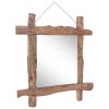 Log Mirror Natural 27.6"x27.6" Solid Reclaimed Wood