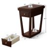 2-Tier Rubber Wood Classic End Table with Drawer and Shelf