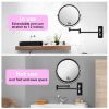 8-inch Wall Mounted Makeup Vanity Mirror, 1X / 10X Magnification Mirror, 360° Swivel with Extension Arm (Black&Chrome)