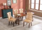 Upholstered Button Tufted Back Pink Velvet Dining Chair with Nailhead Trim and Solid Wood Legs 2 Sets