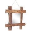 Log Mirror Natural 19.7"x19.7" Solid Reclaimed Wood