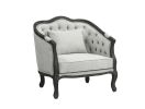 ACME Samael Chair w/Pillow, Gray Linen & Dark Brown Finish LV01129