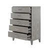 Modern Concise Style Grey Wood Grain Five-Drawer Chest with Tapered Legs and Smooth Gliding Drawers