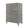 Modern Concise Style Grey Wood Grain Five-Drawer Chest with Tapered Legs and Smooth Gliding Drawers