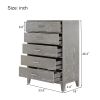 Modern Concise Style Grey Wood Grain Five-Drawer Chest with Tapered Legs and Smooth Gliding Drawers