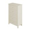 Milky White Rubber Wooden Chest Five Large Drawers Silver Metal Handles for Living Room Guest Room Bedroom