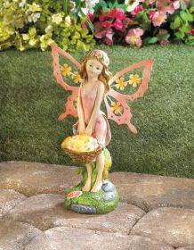 Pink Fairy Solar Garden Statue