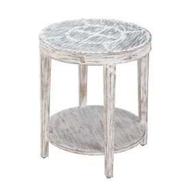 Seward Distressed Round Wood Side Table